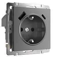 Розетка с заземлением +2хUSB тип A+С без рамки Werkel 1-м. шторки графит матовый картинка